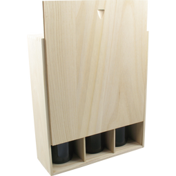 Paulonia - Wijnkist | hout | 3 flessen | incl. Deksel | 340x295x95mm | 1 stuks