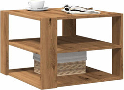 vidaXL - Salontafel - 58x58x40 - cm - bewerkt - hout - artisanaal - eikenkleurig