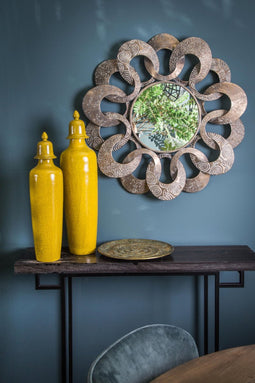 PTMD carla goud spiegel metaal rond met design