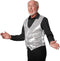 dressforfun - Paillettenvest heren - glinsterende pailletten - zilver XXL