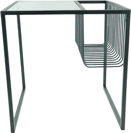 Housevitamin - Bijzettafel- Glazen blad met metalen opbergvak- 40x40x40 cm