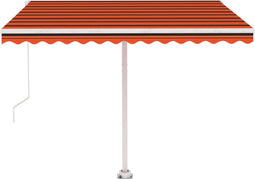 vidaXL - Luifel - handmatig - uittrekbaar - met - LED - 300x250 - cm - oranje - en - bruin