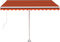 vidaXL - Luifel - handmatig - uittrekbaar - met - LED - 300x250 - cm - oranje - en - bruin