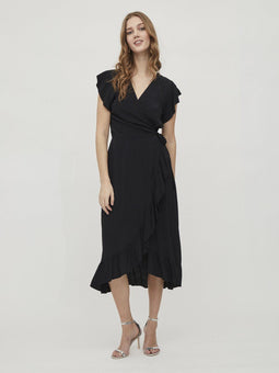 VILA VIFINI WRAP S/S LONG DRESS NOOS - Jurk - V-Hals - Korte mouwen - Maat 42