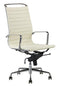 Feel Furniture - Luxe design bureaustoel van 100% rundleer - Hoge rugleuning - Crème