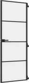 vidaXL - Binnendeur - smal - 76x201,5 - cm - gehard - glas - en - aluminium - zwart