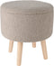 H&S Collection Opbergkruk - hout - teddy stof - taupe - D35 x H40 cm - opbergpoef