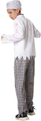 Dressforfun Griezelige kok 140 - Kostuum Halloween - Koksjas met schort en muts - Zwart-wit