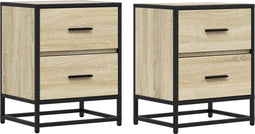 vidaXL - Nachtkastjes - 2 - st - 40x31x50 - cm - bewerkt - hout - sonoma - eikenkleurig