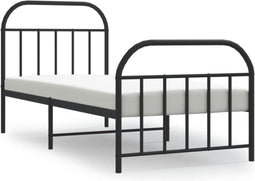 vidaXL - Bedframe - met - hoofd- - en - voeteneinde - metaal - zwart - 90x200 - cm