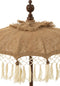 J-Line parasol Kwast + Voet - jute/hout - beige/wit - small