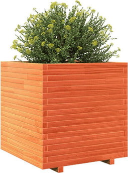 vidaXL - Plantenbak - 70x70x72 - cm - massief - grenenhout - wasbruin