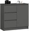 Akord JERRY - Dressoir - 3 Lades en 2 Deuren - Grafietgrijs - 80 x 77 x 35 cm