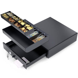 ACROPAQ Kassalade - 33 x 33 cm, Opening per drukknop - Zwart - AC335PBK