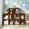 Woltu Boekenkast met 10 Vakken - Roomdivider en Trapplank - Rustiek Bruin - 120 x 120 x 30 cm
