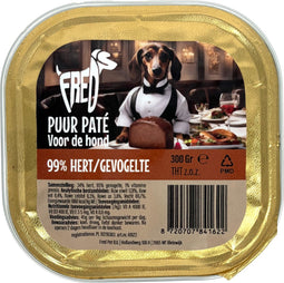 9x300 gr Freds kuipje hond puur hert / gevogelte hondenvoer