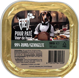 9x300 gr Freds kuipje hond puur rund / gevogelte hondenvoer