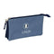 El Pulpo - Pennenetui met 3 vakken - Polyester 600D - Blauw Marineblauw 22 x 12 x 3 cm
