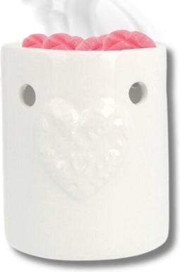 Scentchips® Regular Embossed Hart - Waxbrander - Geurbrander - Oliebrander - Wax Melts Brander - Aromabrander - Ook Geschikt Voor Essentiële Oliën - Geurolie - Waxmelts - Wit