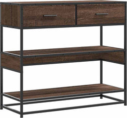 vidaXL - Wandtafel - 90x35x80 - cm - bewerkt - hout - bruin - eikenkleur