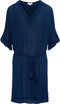 Cyell - Solid Wavy Tuniek - V-hals korte mouwen ruches strikkoord - Petrol