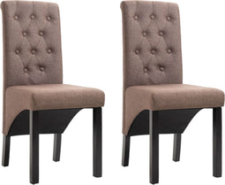vidaXL - Eetkamerstoelen - 2 - st - stof - bruin
