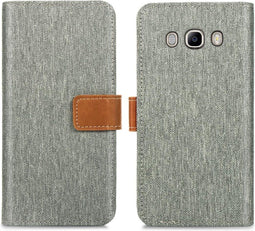 iMoshion Hoesje Geschikt voor Samsung Galaxy J5 (2016) Hoesje Met Pasjeshouder - iMoshion Luxe Canvas Bookcase - Grijs