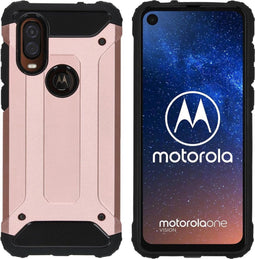 iMoshion Hoesje Geschikt voor Motorola One Vision Hoesje - iMoshion Rugged Xtreme Backcover - Rosé