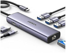 Ugreen 15598 - USB Hub - 1x Ethernet 1Gbps 1x HDMI 3x USB 3.2 - Zilver