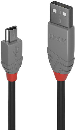 Lindy Anthra Line - USB 2.0 kabel - 50cm - Grijs Zwart