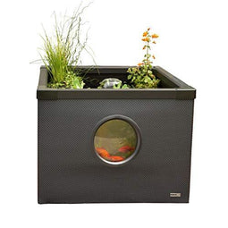 HOZELOCK - Outdoor Aquarium Terrasvijver - L95 X B95 X H70 cm - donkergrijs kunststof met rietstructuur