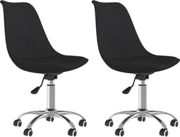 vidaXL - Eetkamerstoelen - draaibaar - 2 - st - stof - zwart