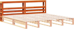 vidaXL - Hoofdbord - met - schappen - 200 - cm - massief - grenenhout - wasbruin