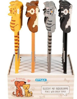 HB Potloden 42149 - 24 stuks - Hond en Kat Gum - 4 Kleuren