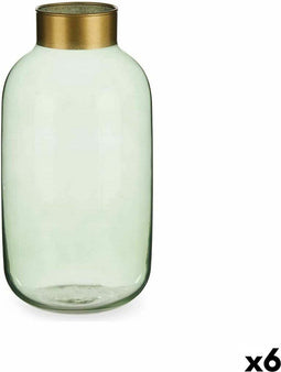 Vaas Groen Gouden Glas 14,5 x 29,5 x 14,5 cm (6 Stuks)