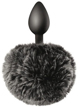 Sweet Caress - Buttplug met Ponpon - Zwart - 3cm Diameter