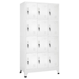 Industriële Lockerkast met 12 Compartimenten – Staal – 90x45x180 cm – Grijs