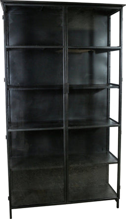 PTMD Vitrinekast Elina Glas Zwart Iron Frame 2-Deurs