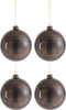 J-Line kerstbal Antiek - glas - bruin - large - doos van 4