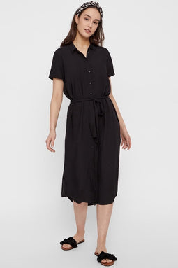 Pieces PCCECILIE SS LONG DRESS NOOS - Dames Jurk - Doorknoopmodel met Ceintuur - Viscose