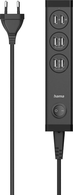 Hama 00223201 - Oplaadstation 6in1 - Tot 6 USB-apparaten tegelijk opladen - Zwart