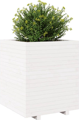 vidaXL - Plantenbak - 60x60x72,5 - cm - massief - grenenhout - wit