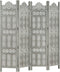 vidaXL - Kamerscherm - 4 - panelen - handgesneden - 160x165 - cm - mangohout - grijs