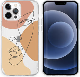 iMoshion Hoesje Geschikt voor iPhone 13 Pro Hoesje Siliconen - iMoshion Design hoesje - Transparant / Line Art Color Face
