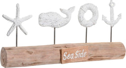 Decoratieve figuren DKD Home Decor Verouderde afwerking Bruin Wit Hars Mangohout Walvis (57 x 10 x 28 cm)