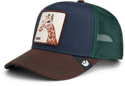 Goorin Bros Tricolor Giraffe Cap - Truckerpet - Geborduurde giraffe - Bruin Blauw Groen
