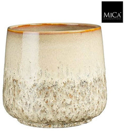 Mica Decorations Bloempot Mylo - 20.5x20.5x19 cm - Keramiek - Beige