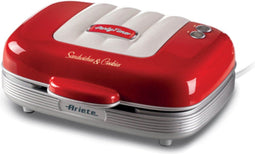 Ariete 1972/00 - 50's Style tosti apparaat - ook voor donuts & muffins - 700W - 3 verwisselbare platen - rood