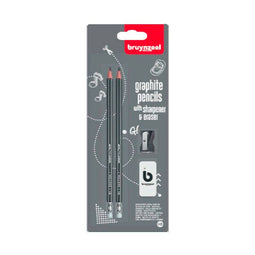 Bruynzeel Grafietpotlodenset | 2 HB potloden + puntenslijper & gum