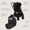 Lionelo Mika Plus - Kinderwagen 3in1 - XXL SET - incl. i-Size autostoel - All-terrain wielen - tot 22kg - Zwart